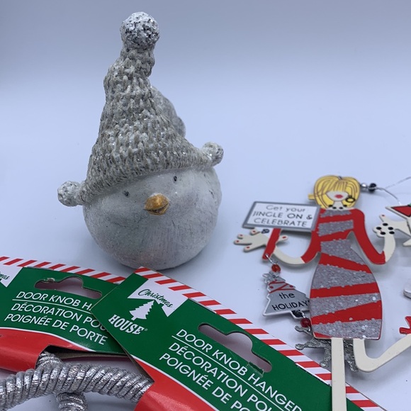 Mixed Lot Silver Glitter Holiday Christmas Tree Ornaments & Decor Resin Bird - Picture 2 of 3